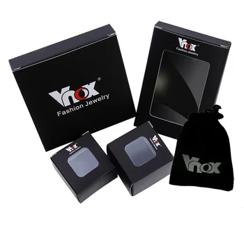 Vnox Black Crystal Obroči Za Ženske iz Nerjavečega Jekla Nosorogovo Poročni Prstan ZDA Velikost