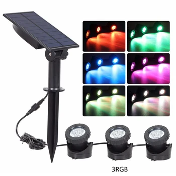 Vodotesen IP65 RGB Solar Powered LED Podvodne Luči Pozornosti Vstavljanje Svetilke Solarne Bollard Svetlobe Led Sončne Luči Stick