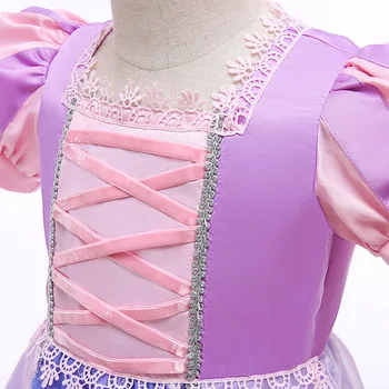 VOGUEON Nova Dekleta Rapunzel Zapleten Obleko Otroci Fancy Princesa Kostum Risani Film Modeliranje Frock Malčka, Vijolična Žogo Obleke Party