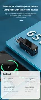 VOXLINK GaN 65W Hitro Polnilnik USB Polnilnik Hitro polnjenje adapter za Tip-C Prenosniki MacBook, iPad, iPhone, Samsung HUAWEI XIAOMI