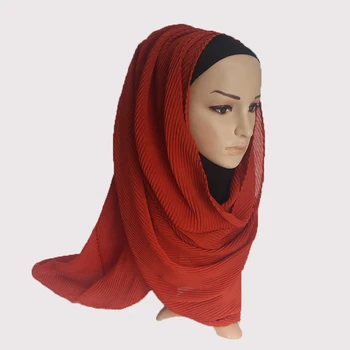 Vroče prodaje naguban maxi hijabs eleganten šal šal navaden maxi muslimanska oblačila hidžab ženske gubam, rute, šali, mehko glušnika 1 pc