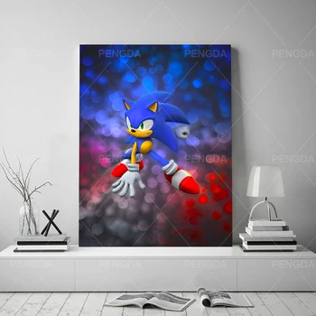 Wall Art HD Natisnjeni Sonic Hedgehog Fotografij, Platno Doma Dekor Modularni Anime Igra Lik Slikarstvo Cuadros Za dnevno Sobo