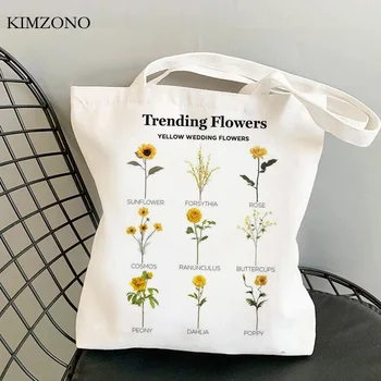 Wildflower nakupovalna torba z živili platno shopper tote bolsa torbico vrečko neto bolsas reutilizables zgrabi