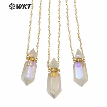 WT-N1233 Debelo ženske dvojne točke Aura kristali kremena točke zlato ogrlico electroplated kristalno venec kroglice stekleničke parfuma