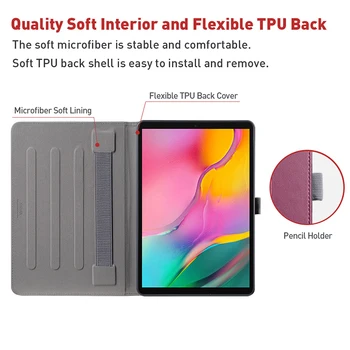 X-Ravni PU Usnje Tablični Primeru Za Samsung Galaxy Tab 10.1 Palčni 2019 Smart Pokrovček z Roko Model SM-T510/T515