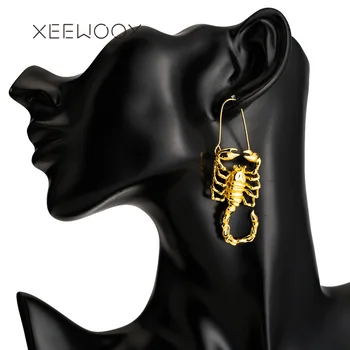XEEWOOX 2019 Sodobno Minimalistično Zlato Barvo Scorpio Kovin Uhani Visijo za Ženske Preproste Geometrijske Uho Spusti Uhani