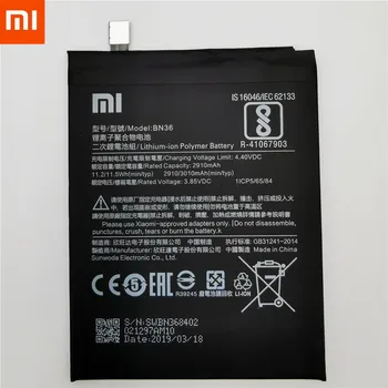 Xiaomi Originalne Nadomestne Baterije Telefona BN36 Za Xiaomi Mi6X Mi 6X MiA2 Mi A2 Zmogljivosti 2910mAh Resnično Li-ionska baterija Orodja