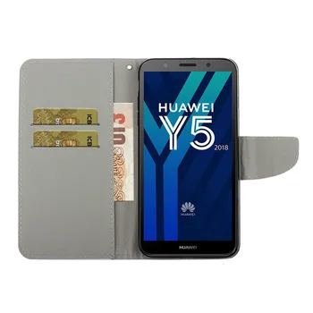 Y5 2018 Usnjena torbica Za Coque Huawei Y5 2018 Primeru Huawei Y5 2019 Y 5 Y5 Prime 2018 Kritje Magnetni Flip Denarnico, Telefon Primerih