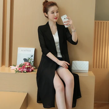 YingYuanFang Moda za Ženske je nova dolg odsek za zaščito pred soncem šifon tanko jopico jakna