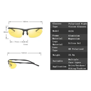 YSO Nočno Vizijo Očala Moških Aluminija, Magnezija Okvir Polarizirana Nočno Vizijo Očala Za Avto za Vožnjo Anti Glare Očala 8124