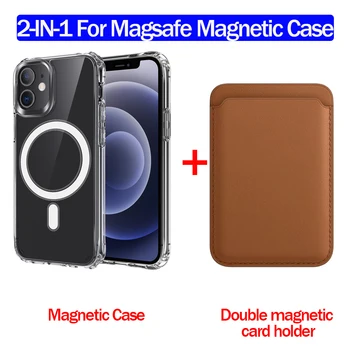 Za Magsafe Prozorno Ohišje + za Nadgradnjo Magnetni Denarnice za iPhone 12 Max Pro Mini Magnet S Telefona 11 Pro Xs Max X XR
