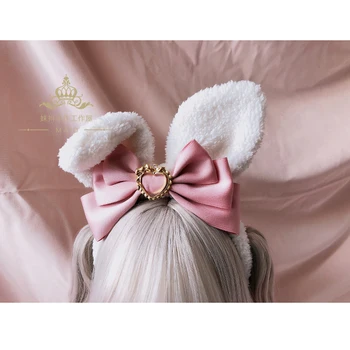 Zajec ušesa seriji sweet lolita pokrivala bowknot lase band kawaii dekle loli cos KC multicolor