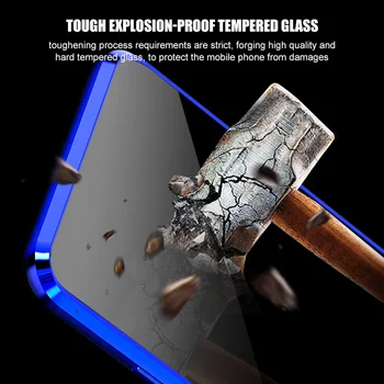 Zasebnost Kovinskih Magnetnih Kaljeno Steklo Primeru Telefon Za Samsung Galaxy S20 S9 S10 Plus Opomba 10 8 9 Magnet Anti-spy Zaščitni Pokrov