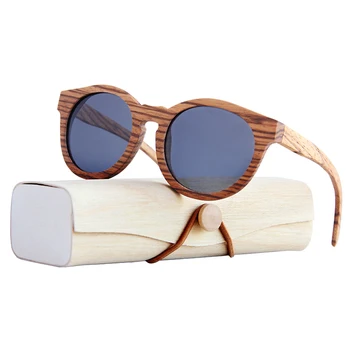 Zebra lesen okvir retro polarizirana sončna očala ženske blagovne znamke sončna očala za moške leseni škatli plaži očala z UV zaščito na prostem stekla
