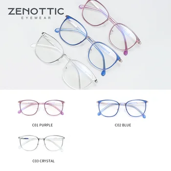 ZENOTTIC Recept Očala Ženske Kvadratnih Optični Daljnovidnost Kratkovidnost Stopnjo Očala Pregleden Recept Očala