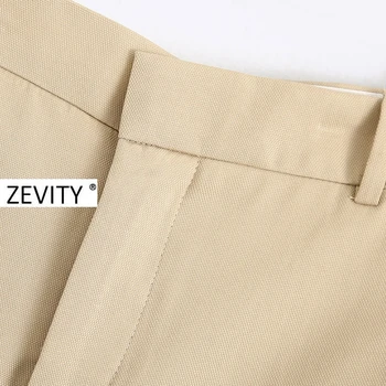 Zevity Nove ženske moda barva poslovne hlače urad dama priložnostne slim žepi naravnost hlače elegantna pantalones mujer P890
