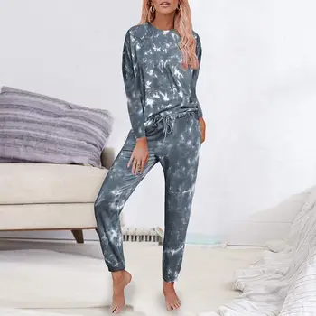 ZITY 2020 Jeseni, Pozimi Loungewear Ženske Pyjama Nastavite Tie-Dye Domov Nositi Salon Nastavite Homewear Ženske Dolg Rokav Salon Obrabe