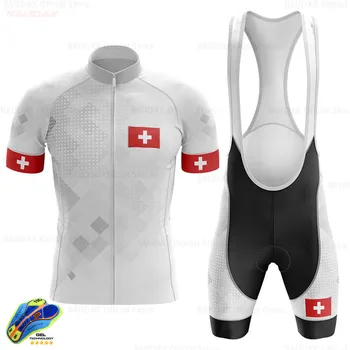 Švica 2020 Bela Kolesarjenje Oblačila Kolo Jersey Dihanje Človeka, Kolesarska Oblačila Poletni Kolesarski Dres 19Dgel Kolesarske Hlače