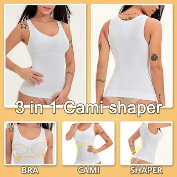 Ženske Body Shaper Cami Tank Top Slim Up Dvigalo Plus Velikost Nedrček, Odstranljive Blazinice Hujšanje Camisole Telovnik Korzet Shapewear Spodnje Perilo