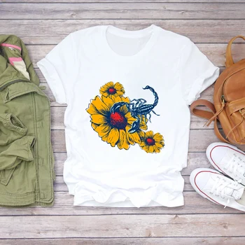 Ženske Cvet Akvarel Cvetlični Priložnostne Tiskanja Oblačila Poletje Shirt majice Vrhu T Grafični Ženski Ženski Ženski Tee T-Shirt