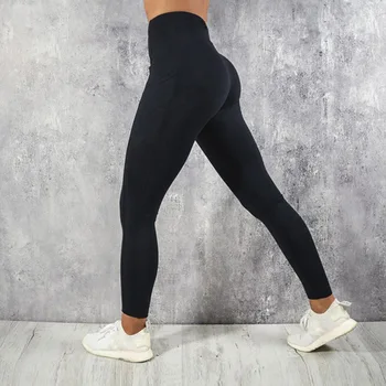ženske dokolenke sport energije brezhibno joga hlače za telovadnice visok pas, ki teče jahanje vadbo fitnes ženski črni dokolenke joggers