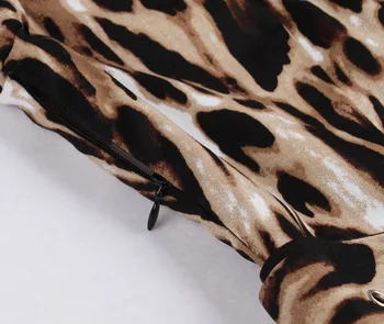 Ženske Leopard Tiskanja Priložnostne Spomladi Jeseni Obleko 2019 Vintage Stil Elegantno Ovratničarski Črto Robom Midi Obleke Tunika Swing Vestido