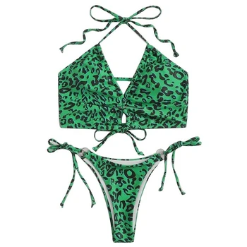 Ženske Seksi Bikini Brazilski Plaži Ogrlicom Kopalke Push Up Oblazinjeni Kopalke Modrc TankiniSwimwear Dveh Kosov Weachwear