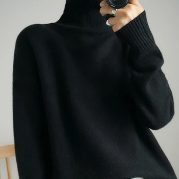 Ženske turtleneck priložnostne modne pletene džemper mehko trdna femal dolgimi rokavi, pulover volno jopica