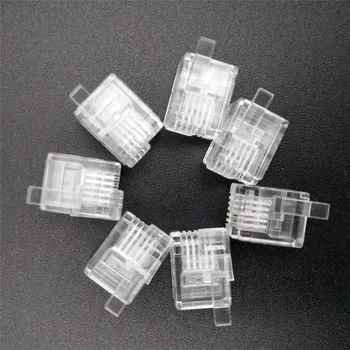10-100 kozarcev RJ12 Šest-core Kristalno Jasno glavo 6P6C pravico Sponke Položaj Primerni za NXT EV3 Tehnika MOC Bloki Deli DIY Igrače Darila