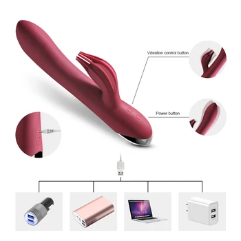10 Hitrost G-spot Vibrator Vibratorji USB Analni Seks Orodja Rabbit Vibrator za Ženske Stimulacijo Ščegetavčka Vaginalne Masaža Adult Sex Igrače