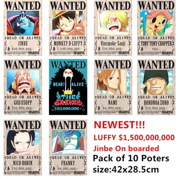 10 KOS/VELIKO ENEM KOSU Želel Plakati Najnovejši Anime Plakat ONEPIECE Luffy Ace Jinbe predstavnica nami-ja Chopper Robin Zoro Sanji Usopp Franky Igrače