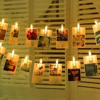 10 LED Foto Posnetek Niz Luči Toplo Bela Vila Svjetlucati Niz Luči s Posnetki za Rojstni dan svate Doma Dekor
