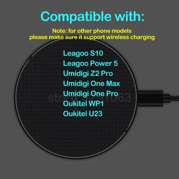 10W Hitro Qi Brezžično Polnjenje za Umidigi Z2 Pro En Pro En Max Leagoo S10 Moč 5 Oukitel WP1 U23 Telefon, Brezžični Polnilnik