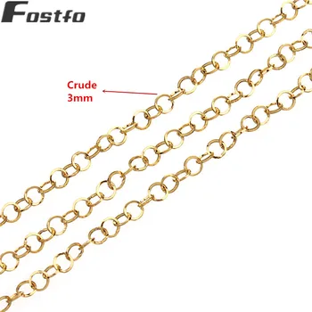 10yards/roll 3mmO tip verige zapestnico, ogrlico zlati nerjaveče jeklo kabel verige, ki se uporablja za večino DIY nakit materiali za izdelavo