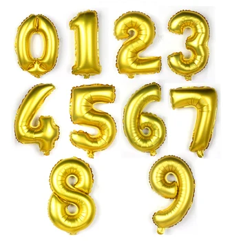 16-inch 10pcs/veliko majhnosti Zlato/Iver Slika Mestno Število balonov številko folija balon za dekoracijo happy birthday ballon