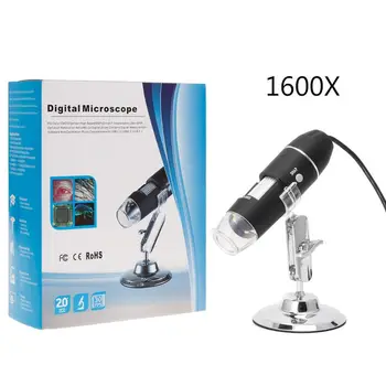 1600X USB Digitalni Mikroskop Fotoaparat 8LED Lupo Endoskop z Držite Stojalo