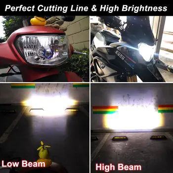 1Pcs H4 BA20D H6 moto LED Smerniki Žarnice Mini H4 Bi-LED Projektor Leče Avto, motorno kolo Svetlobe Pribor Styling Hi/Lo Žarek