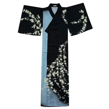 2019 retro Japonski Kimono Style yukata Girl Jesen črna obleka Ženska cvet tiskanja splice SELLWORLDER Dolgo Obleko z torbico
