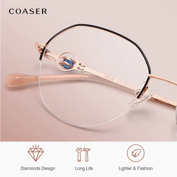 2020 Diamanta Optičnih Očal Ženske Letnik Široko kovinski Očala Super Lahka obleko Kratkovidnost Recept Očala Leče