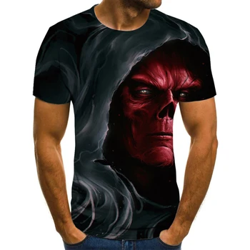 2020 Moške Grozo T-shirt Moda Novo Poletje moška T-shirt Kratek Rokav Priložnostne 3D Klovn Natisnjeni Rock T-shirt za Moške