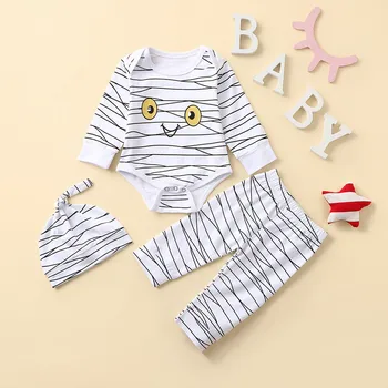 2020 otroška oblačila Poln Rokav bombaž infantis Novorojenega Dojenčka Baby Fantje Risanka Mumija Romper Jumpsuit Klobuk Pustne Obleke Set