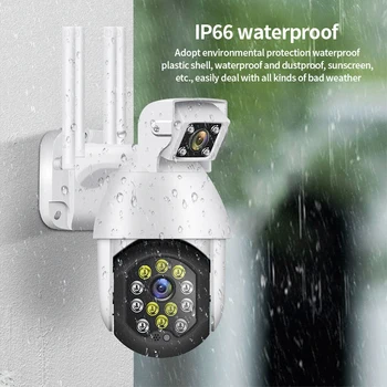 2020 PZT IPCamera Dual-Objektiv Wifi Kamera na Prostem Varnosti CCTV Varnostne Kamere Pan Nagib 4X Digitalni Zoom 2MP Onvif IR