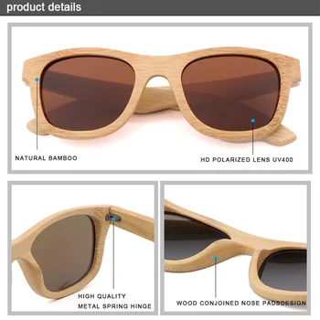 2020 Ročno luksuzni Polarizirana sončna Očala Moški Letnik, Bambus, Les, sončna Očala za Ženske UV400 Dropshipping Očala Primeru
