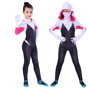 2020The Novi Otroci, Dekleta, 3D Gwen Stacy Pajek Cosplay Kostum Superheroj Obleka, Obleka Jumpsuits