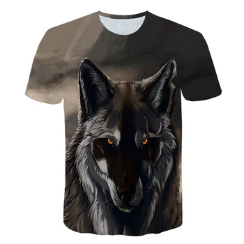 2021 Najnovejši Wolf 3D Tiskanja Živali Kul Smešno T-Shirt fantje Kratek Rokav Poletje Vrhovi Tee Shirt Majica dekle Moda tshirt 4T-14T