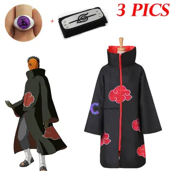 2021 Nov Modni Anime Naruto Uchiha-Obito Cosplay Črni Plašč Kostumi Za Odrasle Strip Oblačila Glavo Otroci Haljo Kostum