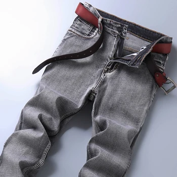 2021 Novih Moških Odsek Redno Fit Jeans Business Casual Klasični Slog, Moda Traper Hlače Moški Črna Modra Siva Hlače