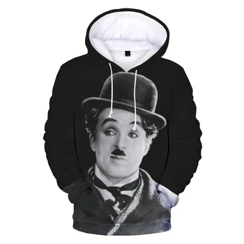 2021 Novo Chaplin Hoodies 3D Print Mode Jesen/Zima Dolg Rokav Priljubljena Puloverji Charlie Chaplin 3D Hooded zgornji del Trenirke