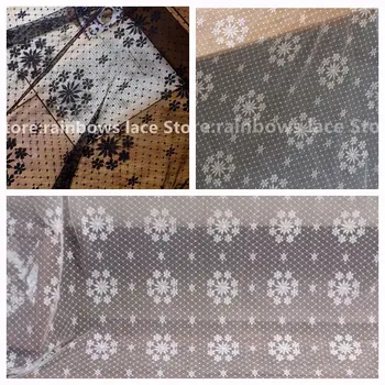 2M/veliko 1.5 m, širina bela črna mehko elastično čipke tkanine DIY Poroko ozadju Curtai dekoracijo otroci oblačila Obleko tkanine