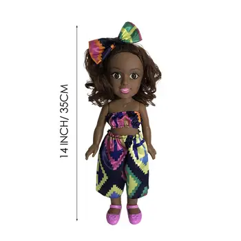 35 cm Simulacije Afriške Deklica Lutka Moda Silikonski Mini Lutka Telesa Pretvarjamo, Igra Igrače za Dekleta Otrok Božično Darilo
